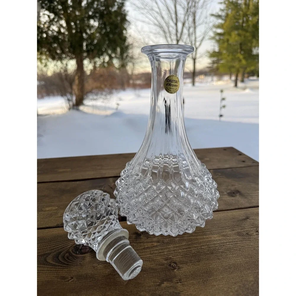 VTG Cristal d'Arques France Lead Crystal Diamond Cut Decanter 24% PbO Excellent